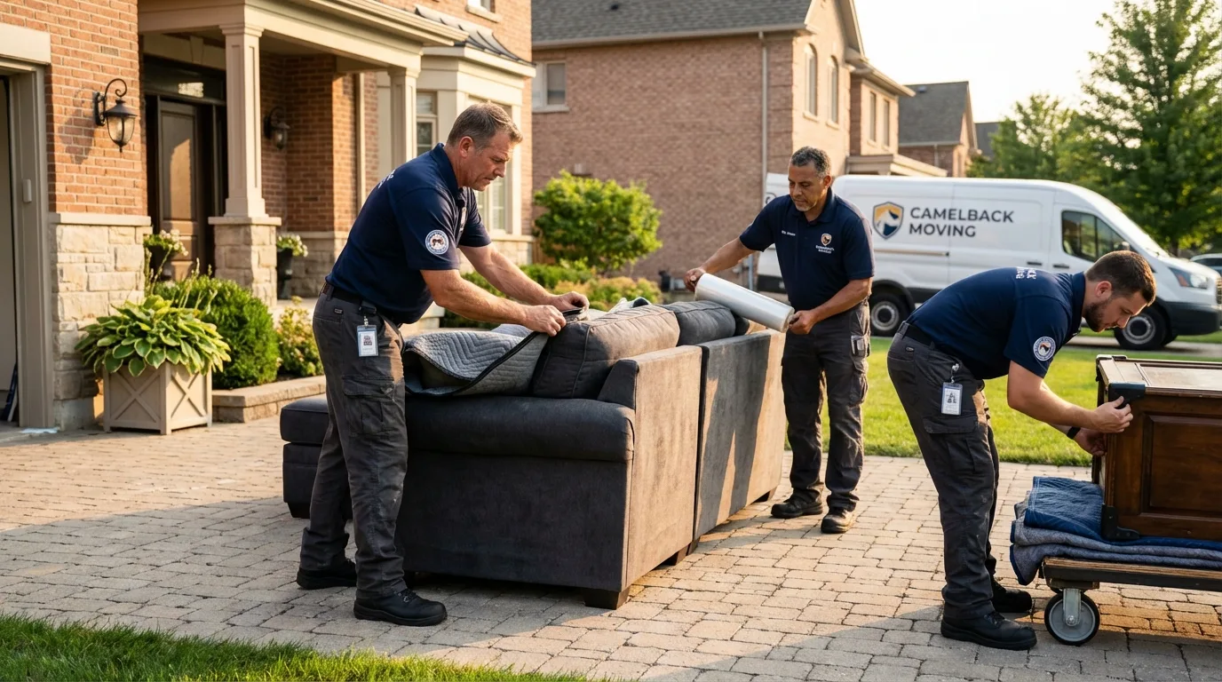 Large estate moving crew wrapping furniture in Kernville, CA